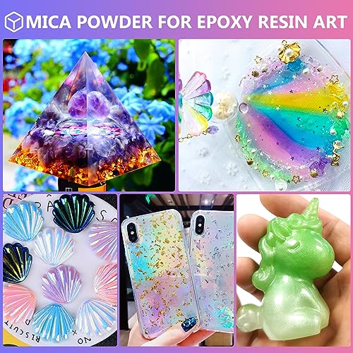 CHANGTIKEJI Mica Powder，63 Colors - 10g/Bottle of Natural Pigment Powder for Epoxy Resin，Lip Gloss，Eye Shadow,Car Paint, Dye,Soap Making,Nail - WoodArtSupply