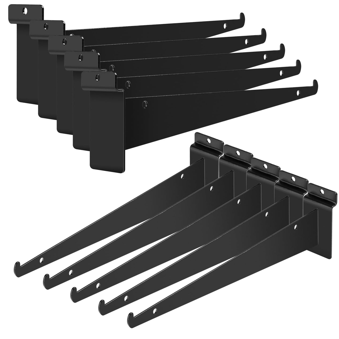 ALISWAT 10Pcs Slatwall Knife Shelf Brackets, 8 inch Metal Slatwall Bracket with Lip, Heavy Duty Shelf Slatwall Accessories for All Slat Wall Panels - WoodArtSupply