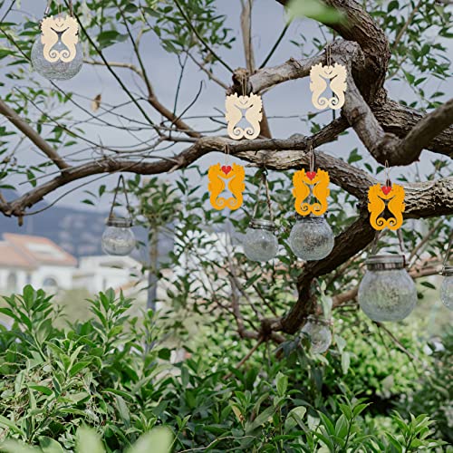 Unfinished Seahorse Shapes Wood/Heart-Shaped Wood DIY Craft Cutout Hanging Ornaments with Natural Twine for Christmas Wedding Birthday Party Zontween