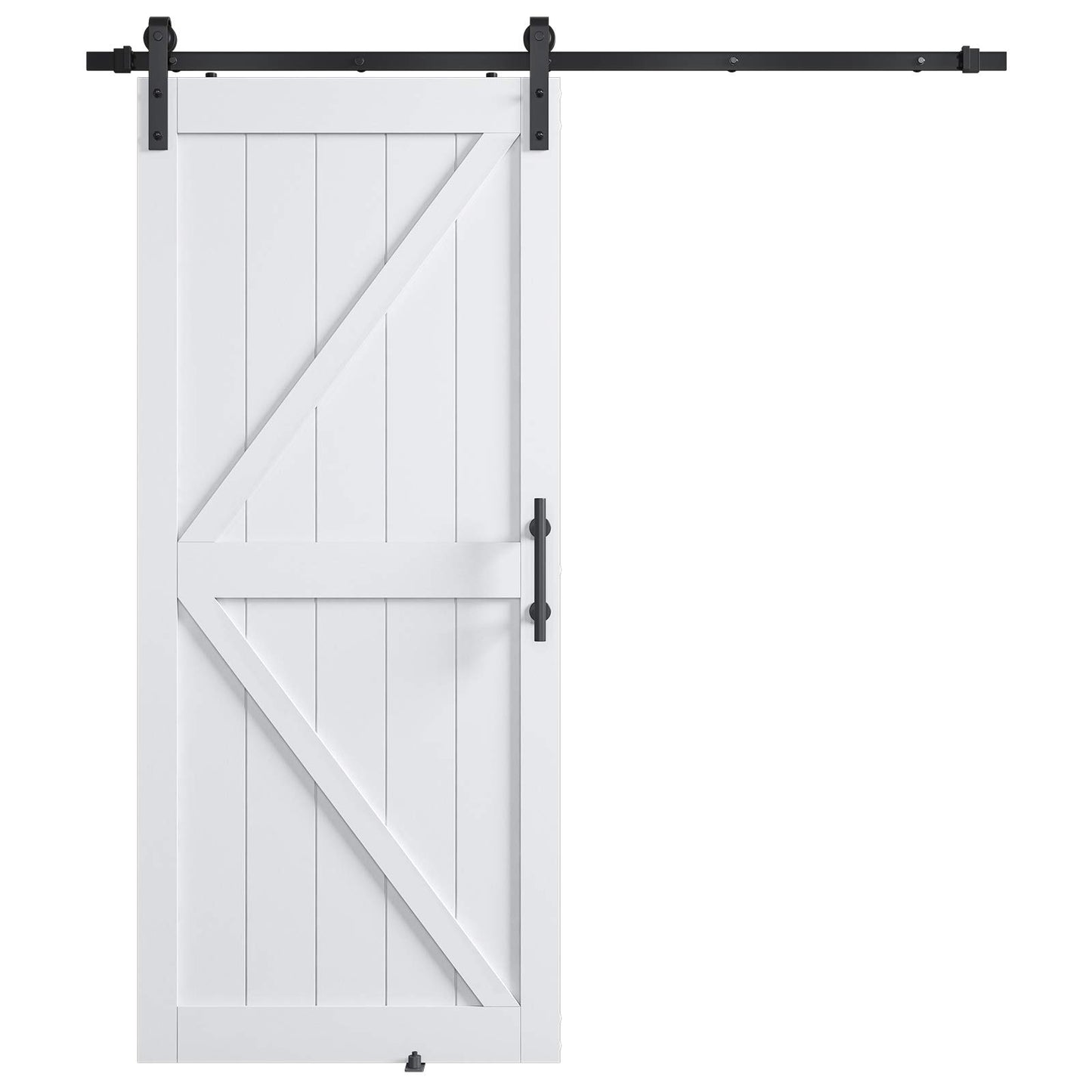 COSHOMER 36in x 80in MDF Sliding Barn Door with 6.6ft Barn Door Hardware Kit & Handle, Pre-Drilled Holes Easy Assembly -Solid Wood Slab Inside - WoodArtSupply