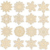 32 Set Christmas Hanging Natural Unfinished Wood Snowflake Cutouts Ornaments Ready-to-Personalize Wood Snowflake Rustic Winter Paintable Wooden Winlyn