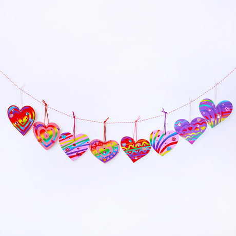 Winlyn 32 Sets Colorful Magic Color Scratch Valentine Hearts Ornaments Decorations Valentine Scratch Art Hearts Valentine's Day Craft Kits for Kids Winlyn