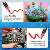 NAWOD 40 Colors Dual Tip Acrylic Paint Pens Markers, With Fine and Medium Tip, for Rock Painting, Canvas, Wood, Glass, Ceramic, Stone, Fabric, NAWOD