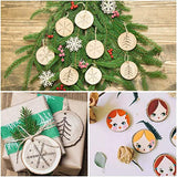 Wood Ornaments, Mathtoxyz Wood Slices 2.4-2.8 Inches 30 Pcs Rustic Unfinished Wood Log Discs Predrilled Wooden Circles for DIY Arts Crafts Halloween Mathtoxyz