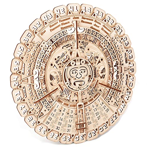 Wood Trick Mayan Wall Calendar 3D Wooden Puzzles for Adults and Kids to Build - 16" - Wooden Model Kit - Aztec Calendar - WoodArtSupply