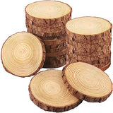 24 PCS 5.5-6.3 Inch Natural Wood Slices, Unfinished Pine Wood Circles with Barks for Coasters, DIY Crafts, Christmas Rustic Wedding Ornaments and GNIEMCKIN