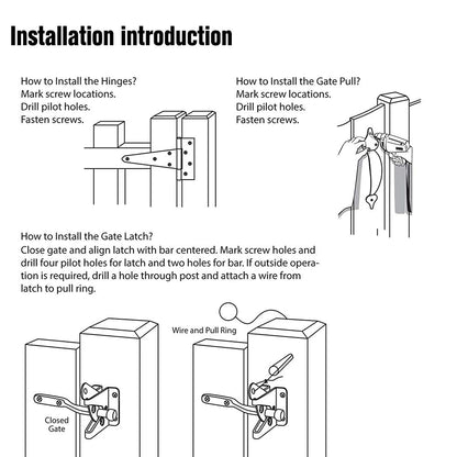 Gate Hardware Kit Heavy Duty,with Self Locking Gate Latch,6 inch T Strap Gate Hinges and 10 inch Gate Door Handle Pull,Shed Door Hardware Set for - WoodArtSupply