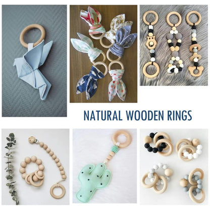 100 PCS Unfinished Natural Wooden Rings for Crafts, Wood Rings for DIY, Pendant Connectors, Jewelry Making, Macrame Supplies