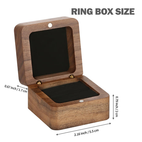 LETURE Wooden Ring Box with Single Slot 2 Slot, personalized small Wood Ring Jewelry Box for Proposal Engagement Wedding Ceremony (Black-1Slot) LETURE