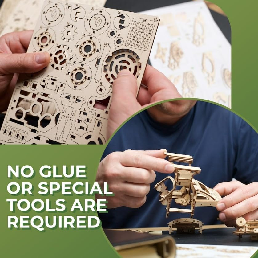 UGEARS Winged Sports Coupe Model Car Kit - 3D Wooden Puzzle Car –Model Kit for Adults to Build - DIY Wooden Car Model Kit with Authentic Gull-Wing UGEARS