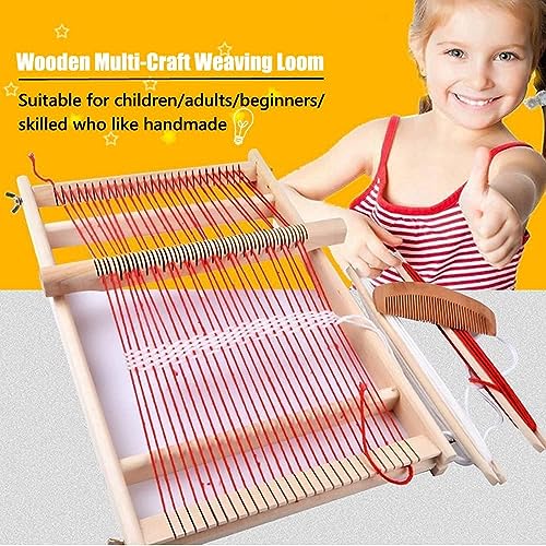 Sawvolker Weaving Loom Kit for Adult,Wooden Multi-Craft Loom for Kids Beginners Seniors,with Weaving Shuttles Heddle Bar,DIY Tapestry Table Looms Sawvolker