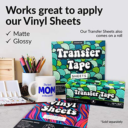 Clear Transfer Tape for Vinyl Adhesive and HTV Heat Transfer Paper Sheets for Cricut Transfer Tape for Vinyl Paper Transfer Tape 20 Pieces 12"x 12"