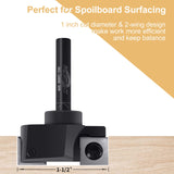 CNC Spoilboard Surfacing Router Bit, 1/4" Shank 1-1/2" Cutting Diameter, Carbide Insert Slab Flattening Router Bits Planing Bit Wood Planer Bit BINSTAK