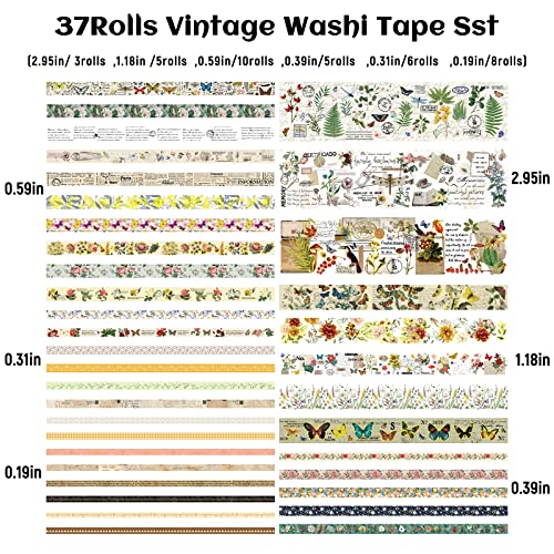 KUNMINGER 40 Rolls Washi Tape Set - 15 mm Wide Colored Masking