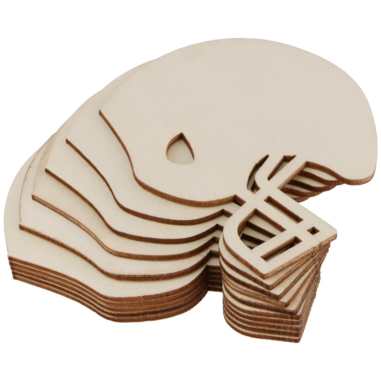 HAKZEON 60 PCS Wood Cutouts Football Helmets, Unfinished Wood Football Helmet, Blank Football Helmet Craft Wood Unfinished Wooden Football Ornaments HAKZEON