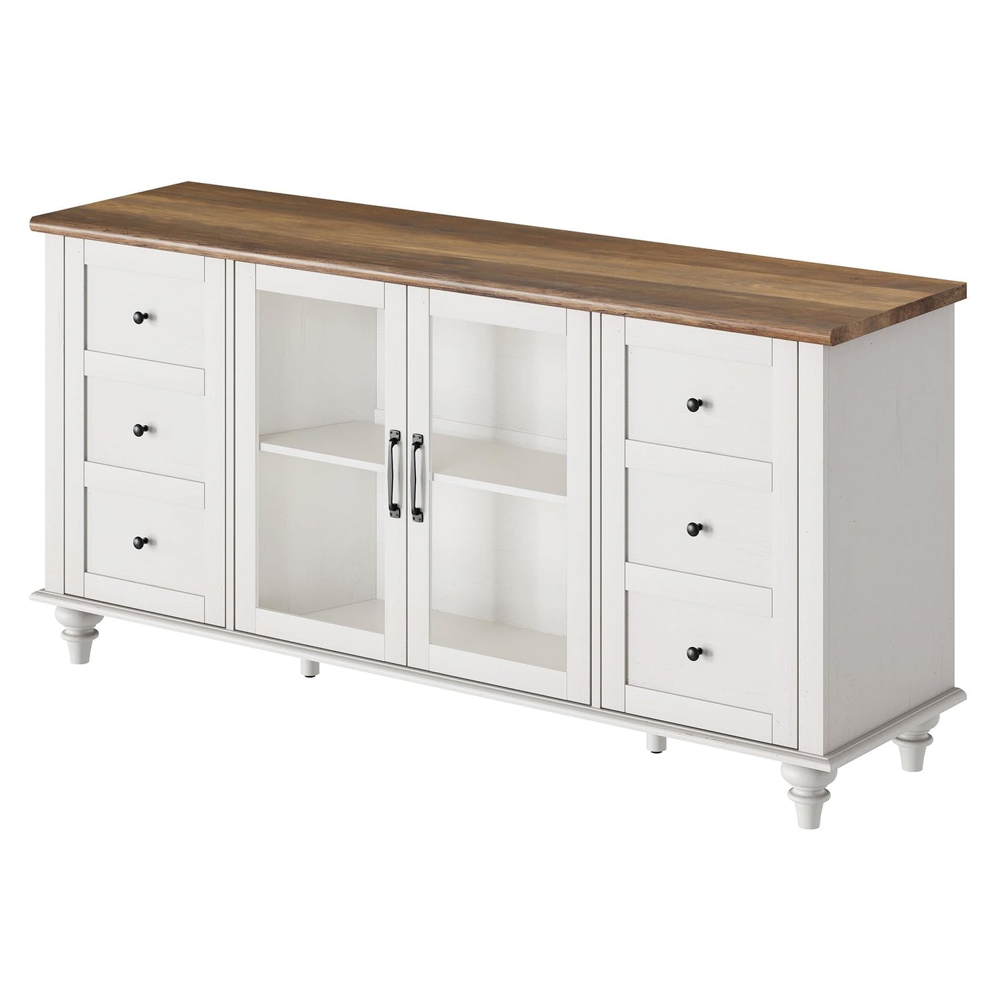 FITUEYES Sideboard Buffet Cabinets with Glass Door, Kitchen Storage Cabinets, Wood Coffee Bar Tables, Accent Sideboard Storage Cabinet Table Dining - WoodArtSupply