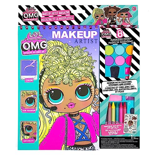 Horizon Group USA LOL OMG Make-Up Artist Magazine DIY Craft Kit, Design with Crayons, Stickers & More.Create Fashionable Looks Using Over 130 Stencil L.O.L. Surprise!