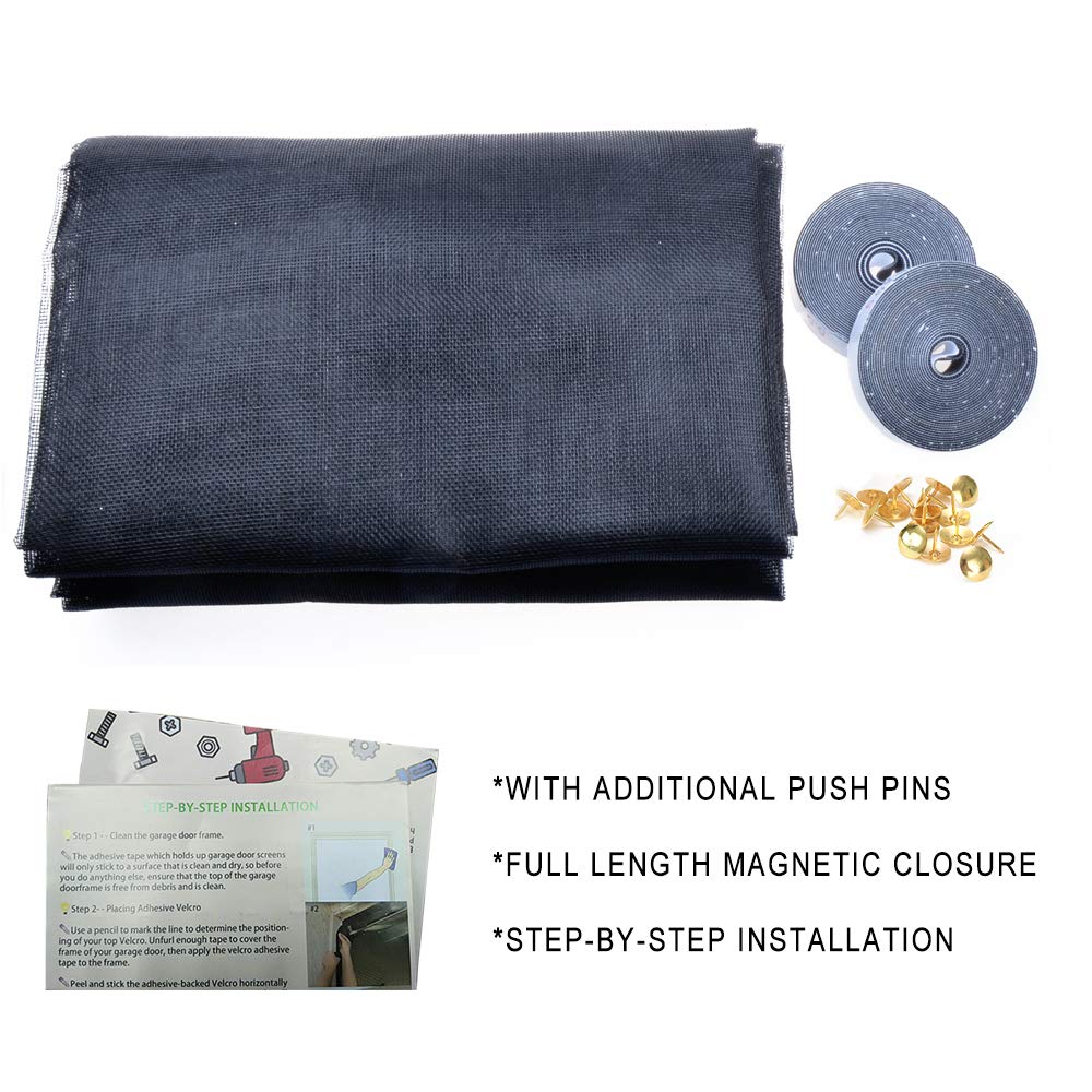 Garage Door Screen, 16x7 Ft Magnetic Closure Heavy Duty Weighted Bottom Garage Screen Doors for 2 Car Garage, Fiberglass Mesh Anti Annoying Animal PICK FOR LIFE