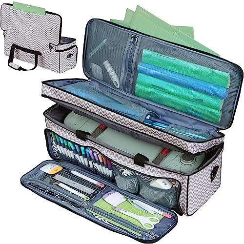 HOMEST Double Layer Carrying Case with Mat Pocket for Cricut Explore Air 2, Cricut Maker, Ripple - WoodArtSupply