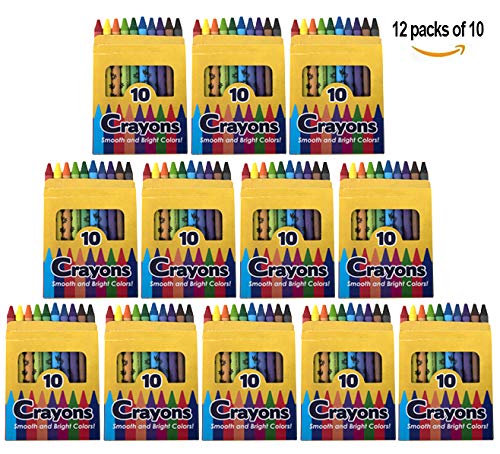 Trail maker 12 Pack Crayons - Wholesale Bright Wax Coloring Crayons in Bulk, 10 Per Box, 12 Box Bundle Art Set Trail maker