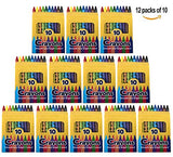 Trail maker 12 Pack Crayons - Wholesale Bright Wax Coloring Crayons in Bulk, 10 Per Box, 12 Box Bundle Art Set Trail maker