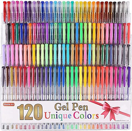 Shuttle Art 120 Unique Colors (No Duplicates) Gel Pens Gel Pen Set for Adult Coloring Books Art Markers Shuttle Art