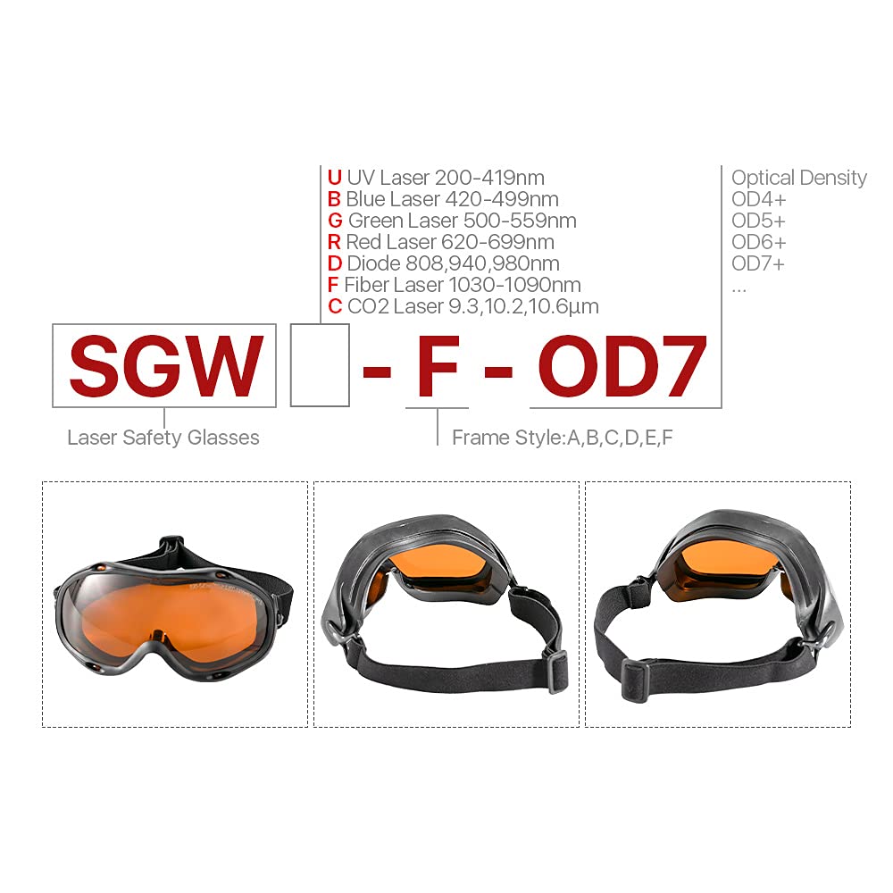 Cloudray Laser Safety Glasses 1064nm 532nm 355nm OD7+ CE Protective Goggles Anti Laser Protection Snow Goggles For Fiber Hand-Held Welding - WoodArtSupply