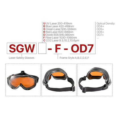 Cloudray Laser Safety Glasses 1064nm 532nm 355nm OD7+ CE Protective Goggles Anti Laser Protection Snow Goggles For Fiber Hand-Held Welding - WoodArtSupply