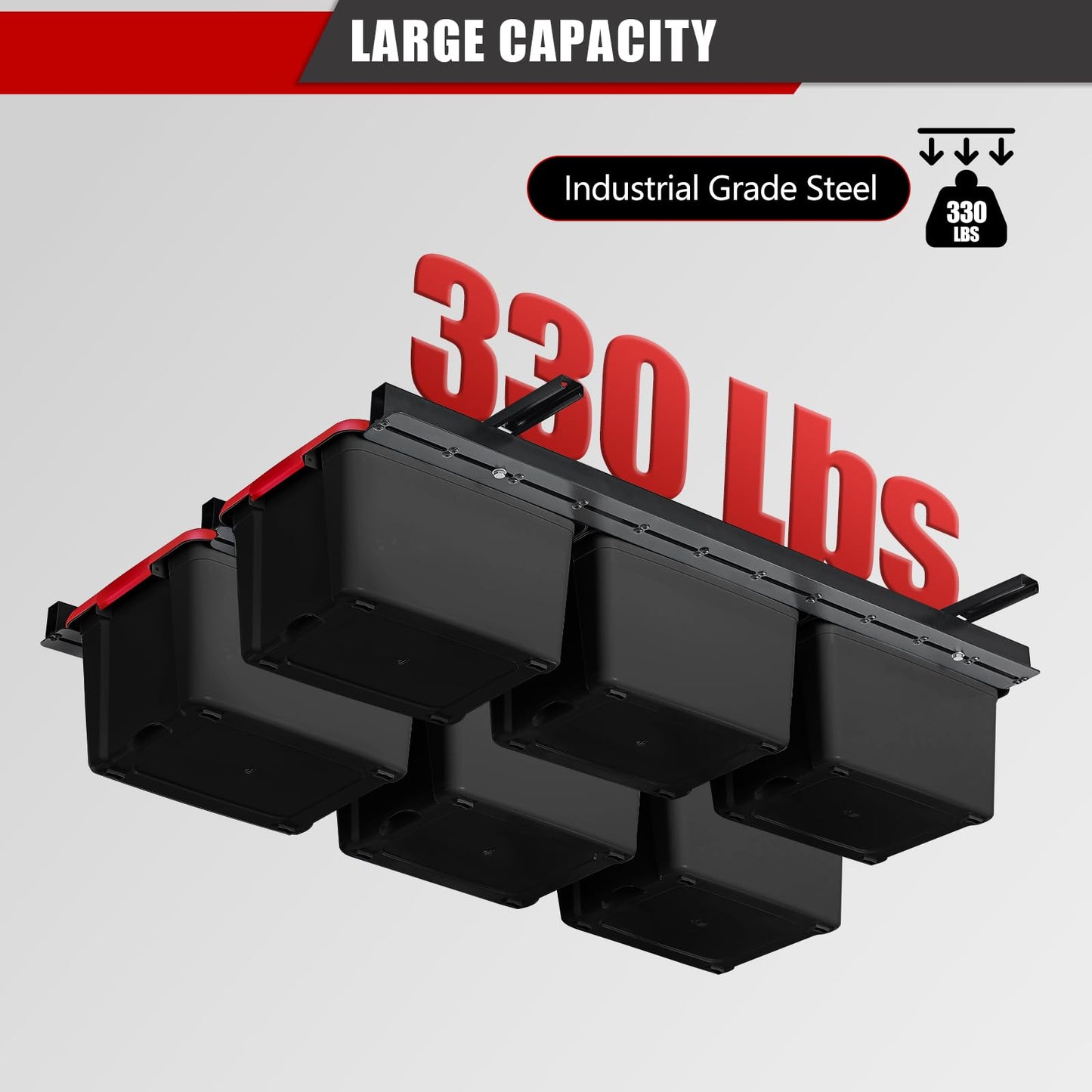 Ultrawall Ceiling Storage Rack, 48.4" x 48.4" Adjustable Garage Overhead Bin Rack for Container, Heavy Duty Metal Storage Tote Organization System,