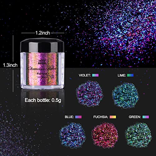 LET'S RESIN Chameleon Flakes, Resin Supplies -Intense Color Shift Pigment Powder for Resin Molds/Tumblers, Chrome Powder Pigment for Christmas Nail LET'S RESIN
