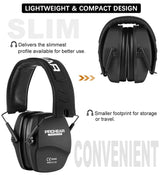PROHEAR 016 Ear Protection Safety Earmuffs for Shooting, NRR 26dB Noise Reduction Slim Passive Hearing Protector with Low-Profile Earcups, Compact PROHEAR