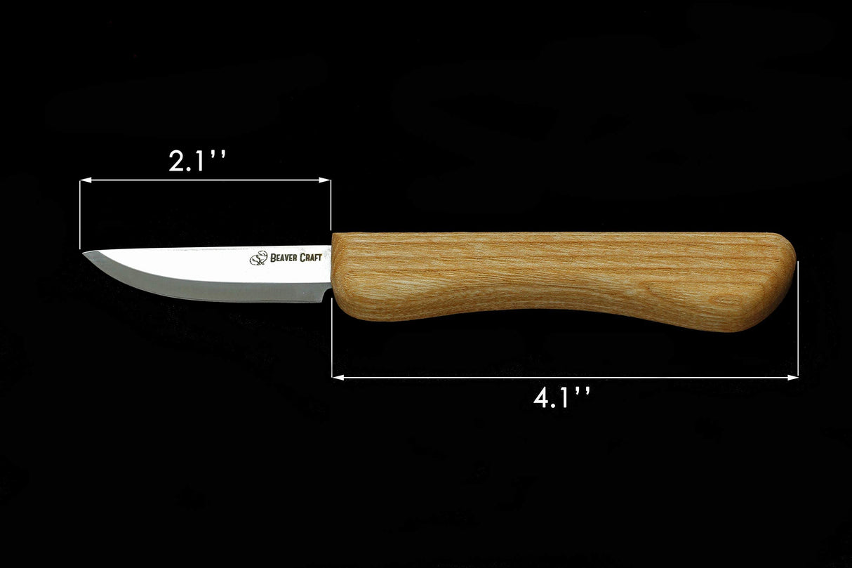 BeaverCraft, Whittling Knife C1M - Small Sloyd Knife - Wood Carving Knives Tools for Beginners - Carbon Steel Scandi Grind Blade - Beginners BeaverCraft
