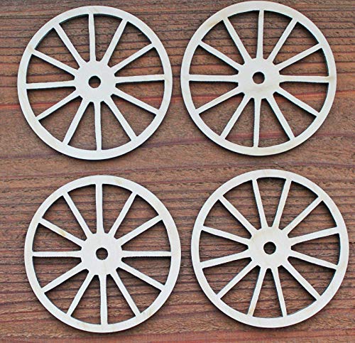 Vintage Cut Wagon Wheel Unfinished Wood Laser Cut Out Cutout Shape Crafts Sign DIY Ready to Paint or Stain - WoodArtSupply