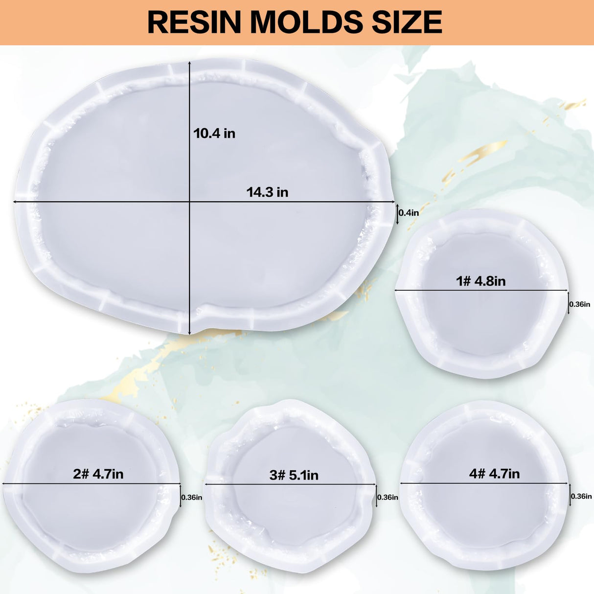 Resin Tray Molds,Large Silicone Tray Molds with 4Pcs Coaster Molds for Epoxy Resin，Oval Tray Molds for Resin Casting, DIY Resin Crafts Home SIMEIQI