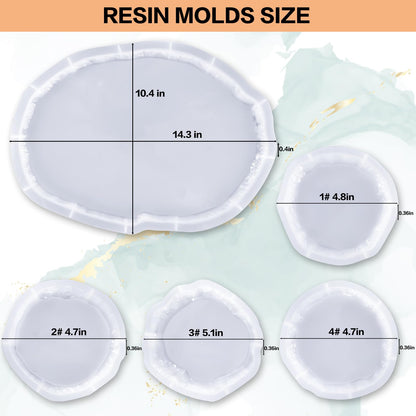 Resin Tray Molds,Large Silicone Tray Molds with 4Pcs Coaster Molds for Epoxy Resin，Oval Tray Molds for Resin Casting, DIY Resin Crafts Home - WoodArtSupply