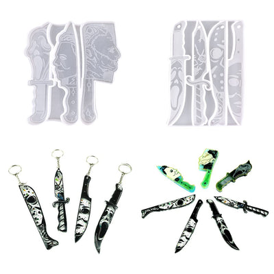 HyzaPhix Dagger Resin Molds Keychain Epoxy Casting Mold Scary Knife Silicone Mold Jewelry Making Supplies Michael Myers for DIY Pendant Horror