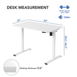FLEXISPOT Adjustable Height Desk 40 x 24 Inches Whole Piece Desktop Small Standing Desk for Small Space Electric Sit Stand Home Office Table (White FLEXISPOT