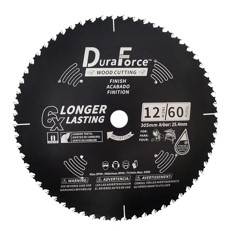 DuraForce 12-Inch 60-Tooth Professional Finish ATB Saw Blade with DuraGuard Anti-Stick for Miter and Table Saws (DF1200SP60) DURAFORCE