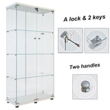 Nifoti 64.5" High 4-Shelf Double Door Glass Display Cabinet with Locks - Versatile Curio and Bookshelf for Living Room nifoti