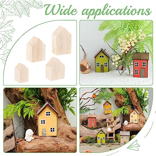 OLYCRAFT 12Pcs 4Sizes Unfinished Wooden House Shaped Blocks Arrow Shape Wooden Tray Plates Blank Wooden Cutouts Farmhouse Wooden Craft for Home