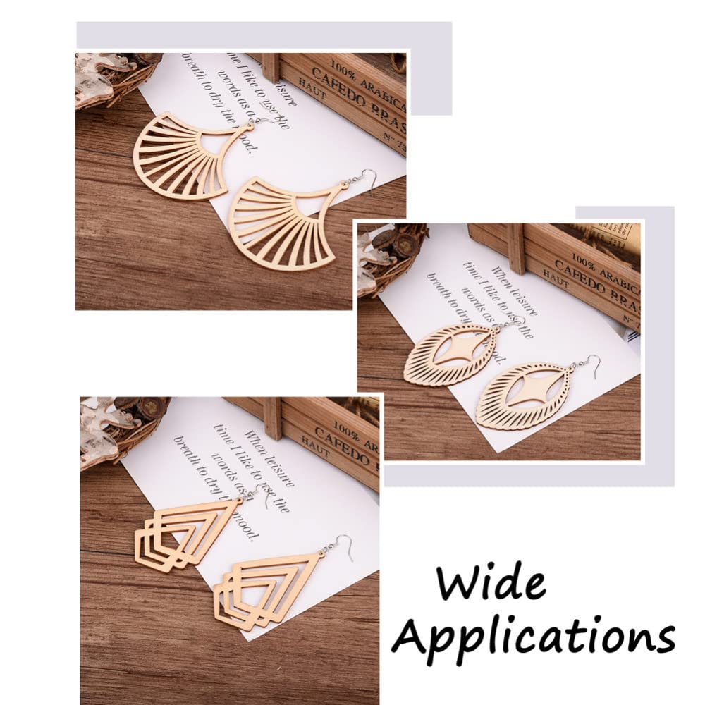 80pcs Natural Unfinished Wooden Earring Pendant 8 Styles Undyed Filigree Round Teardrop Blank Cutout Wood Dangle Earrings Kit with Jump Rings & Fish EEE ELECRELIVE