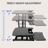 FLEXISPOT 35in Standing Desk Converter Height Adjustable Sit to Stand up Desk Riser Computer Workstation with Keyboard Tray Wide 2-Tier Desktop Black FLEXISPOT