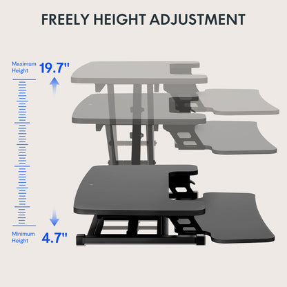 FLEXISPOT 35in Standing Desk Converter Height Adjustable Sit to Stand up Desk Riser Computer Workstation with Keyboard Tray Wide 2-Tier Desktop Black - WoodArtSupply