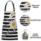 bisibuy Sunflower Music Notes Aprons for Men with Pockets Adjustable Bib Apron for Women Workshop BBQ Chef Apron Long Ties bisibuy