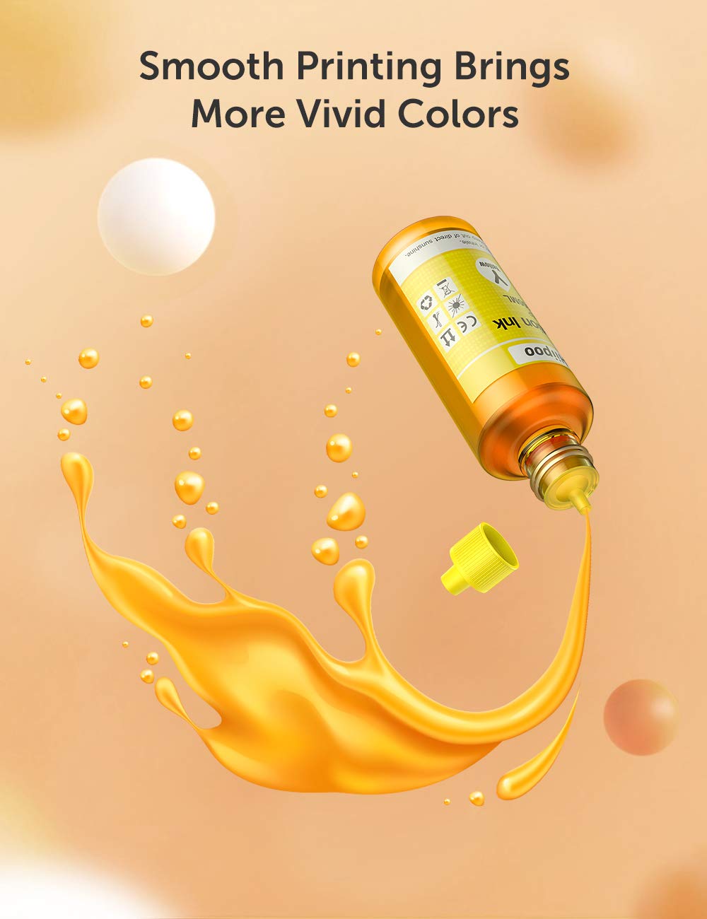 Hiipoo Sublimation Ink Refilled Bottles Work with WF7710 ET2760 ET2720 ET2803 ET2800 ET15000 C88 C88+ Inkjet Printer Heat Press Transfer on Mugs Hiipoo