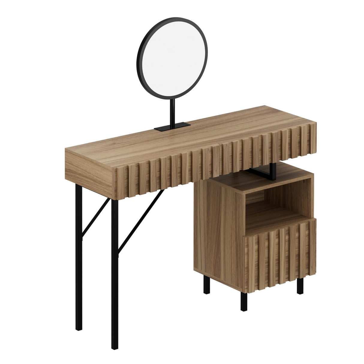 UEV Wood Vanity Desk with Mirror,Makeup Vanity Set with Drawer Chest,Vanity Dressing Table Makeup Desk Set with Storage Space for Bedroom(Wood) UEV