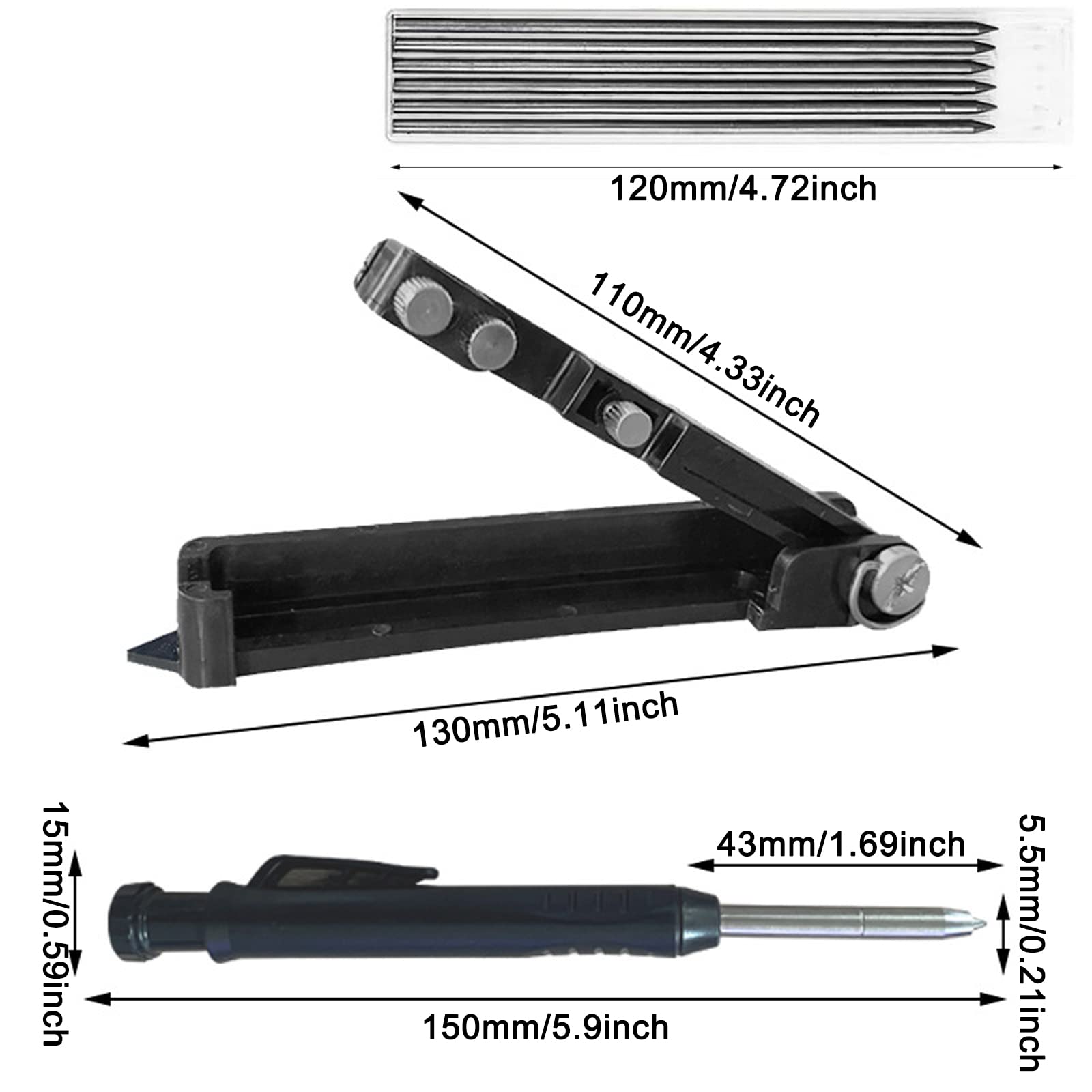 MYLEUS Multi-function Scribing Tool Upgraded - Construction Pencil- Aluminum Alloy Scribe Tool with Deep Hole Pencil,DIY Woodworking Scribe Gauge - WoodArtSupply