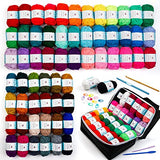 INSCRAFT 62 Acrylic Yarn Skeins, 2170 Yards Yarn for Knitting and Crochet, Includes 2 Crochet Hooks,2 Weaving Needles,10 Stitch Markers, Perfect INSCRAFT