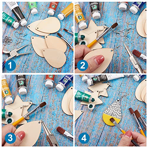Elecrelive 48pcs Unfinished Wooden Dangle Earring Making Kit 8 Styles Burlywood Filigree Earrings Pendants Blank with Jump rings & Earring Hooks for EEE ELECRELIVE