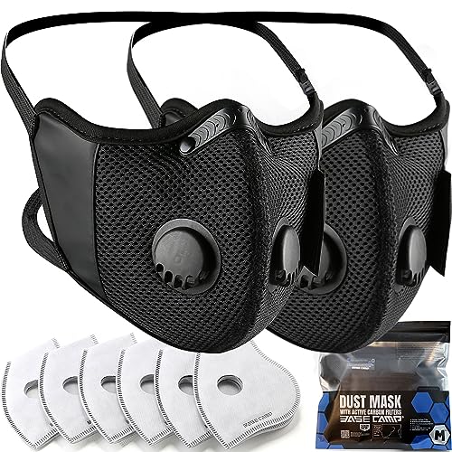 BASE CAMP M Cross Dust Mask, Reusable Breathable Comfortable Sport Safety Work Mask with Extra 6 Activated Carbon Filters for Woodworking - WoodArtSupply